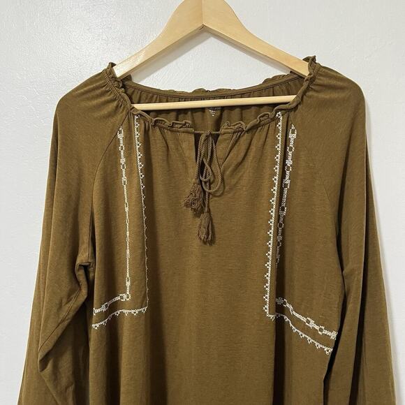 Garnet Hill Embroidered Peasant Tassel Top Size M Prairie Cottage Folklore - Picture 3 of 7